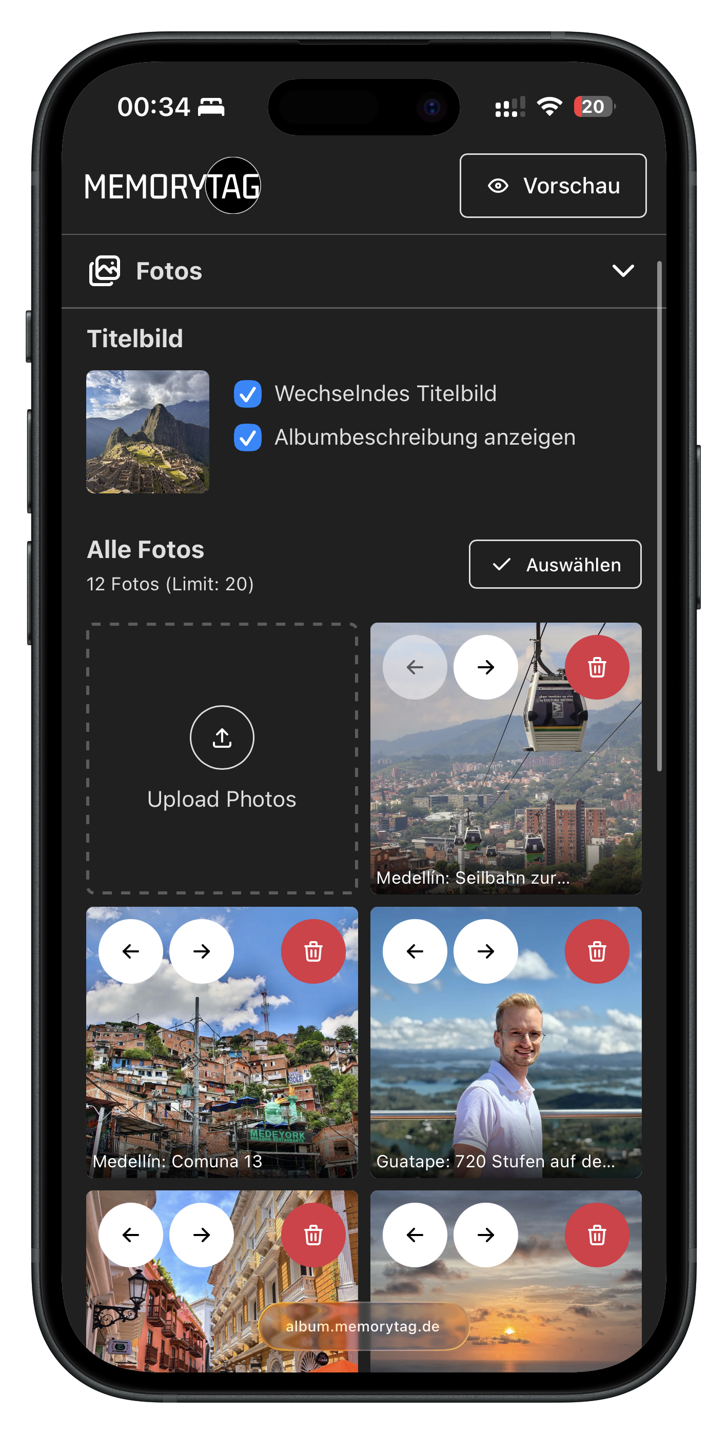 iPhone mit Upload-Funktionalität im Admin Portal